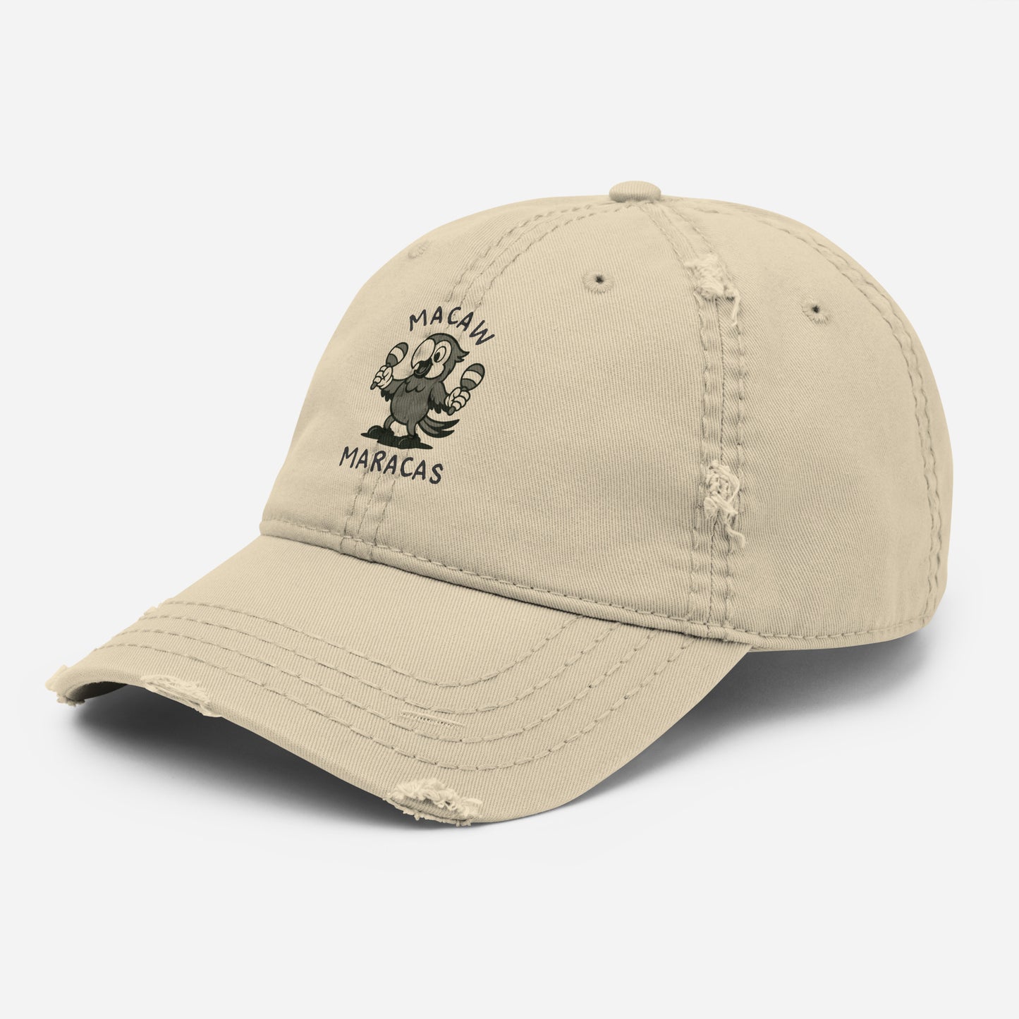 Macaw / Maracas -- "Animals with Instruments" Distressed Hat