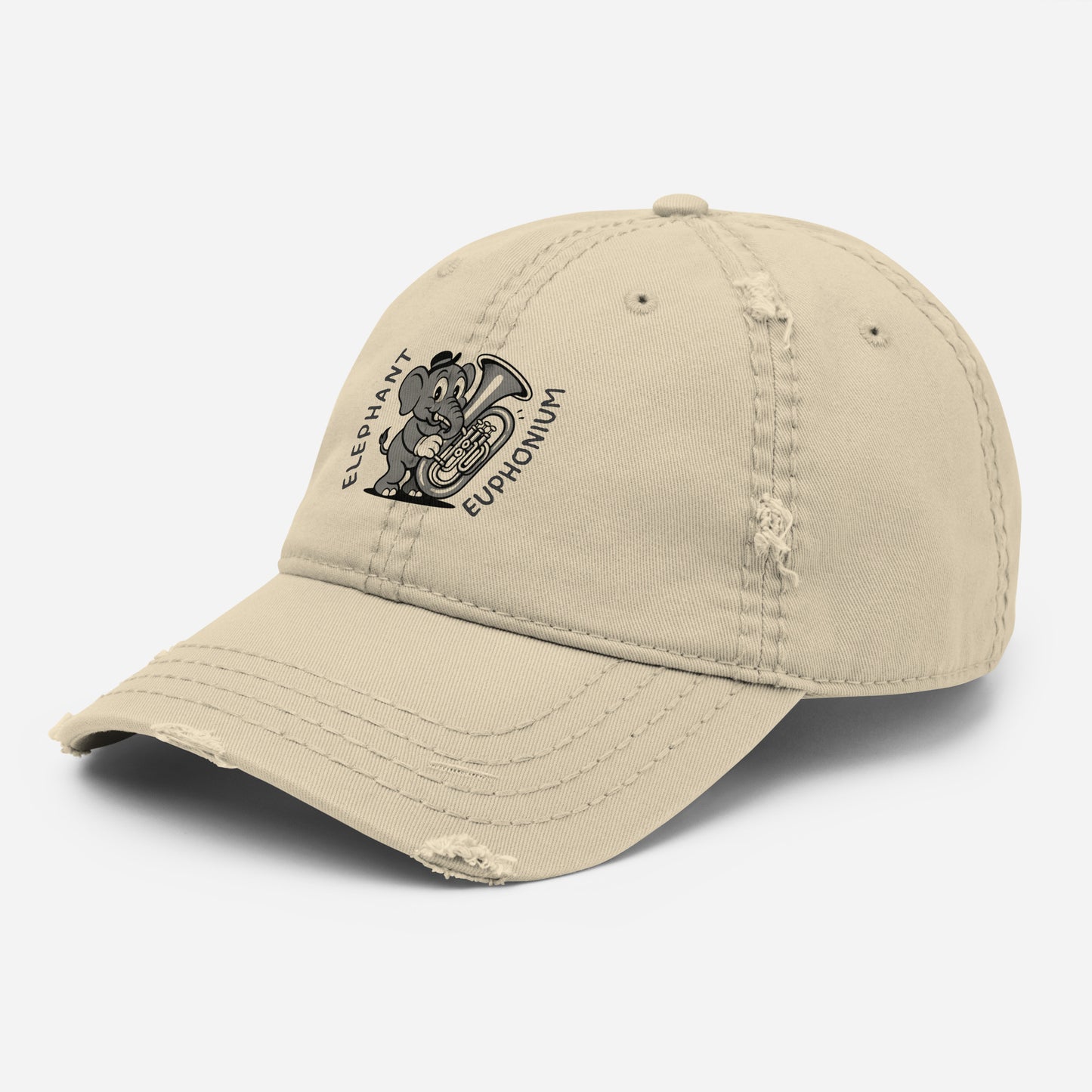 Elephant / Euphonium -- "Animals with Instruments" Distressed Hat