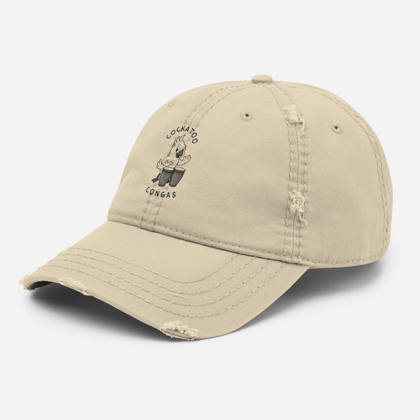 Cockatoo / Congas -- "Animals with Instruments" Distressed Hat