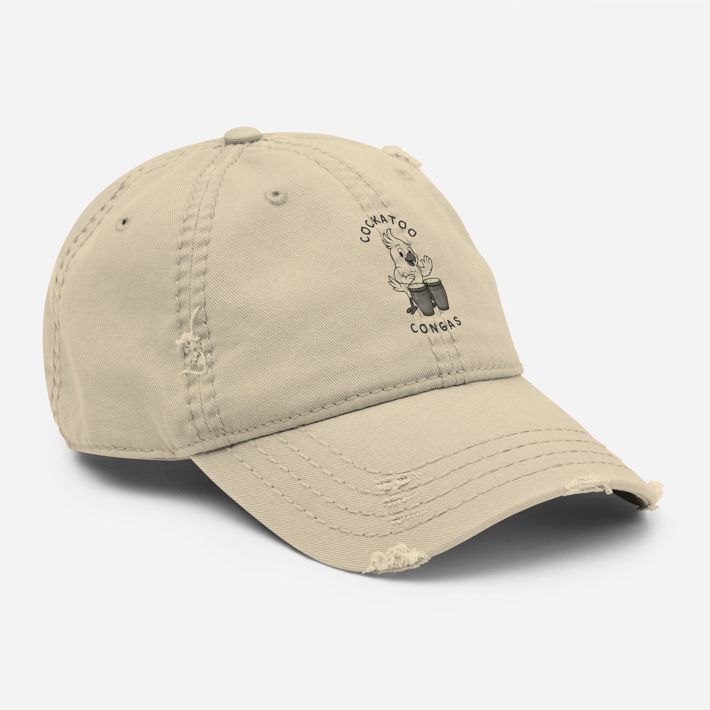 Cockatoo / Congas -- "Animals with Instruments" Distressed Hat