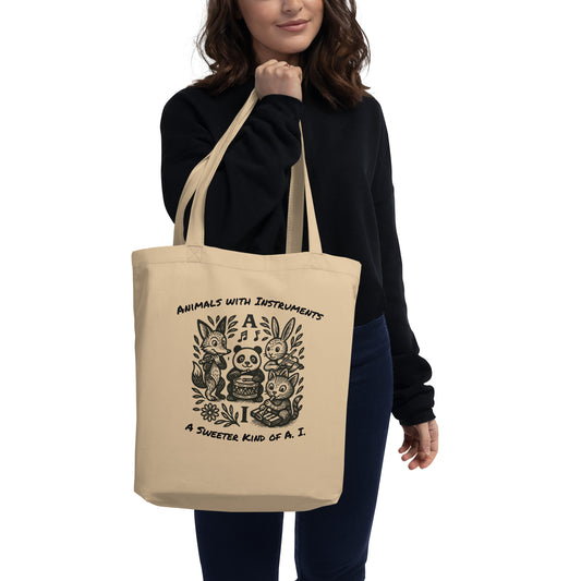 Animals with Instruments "A.I" Woodblock Tote Bag