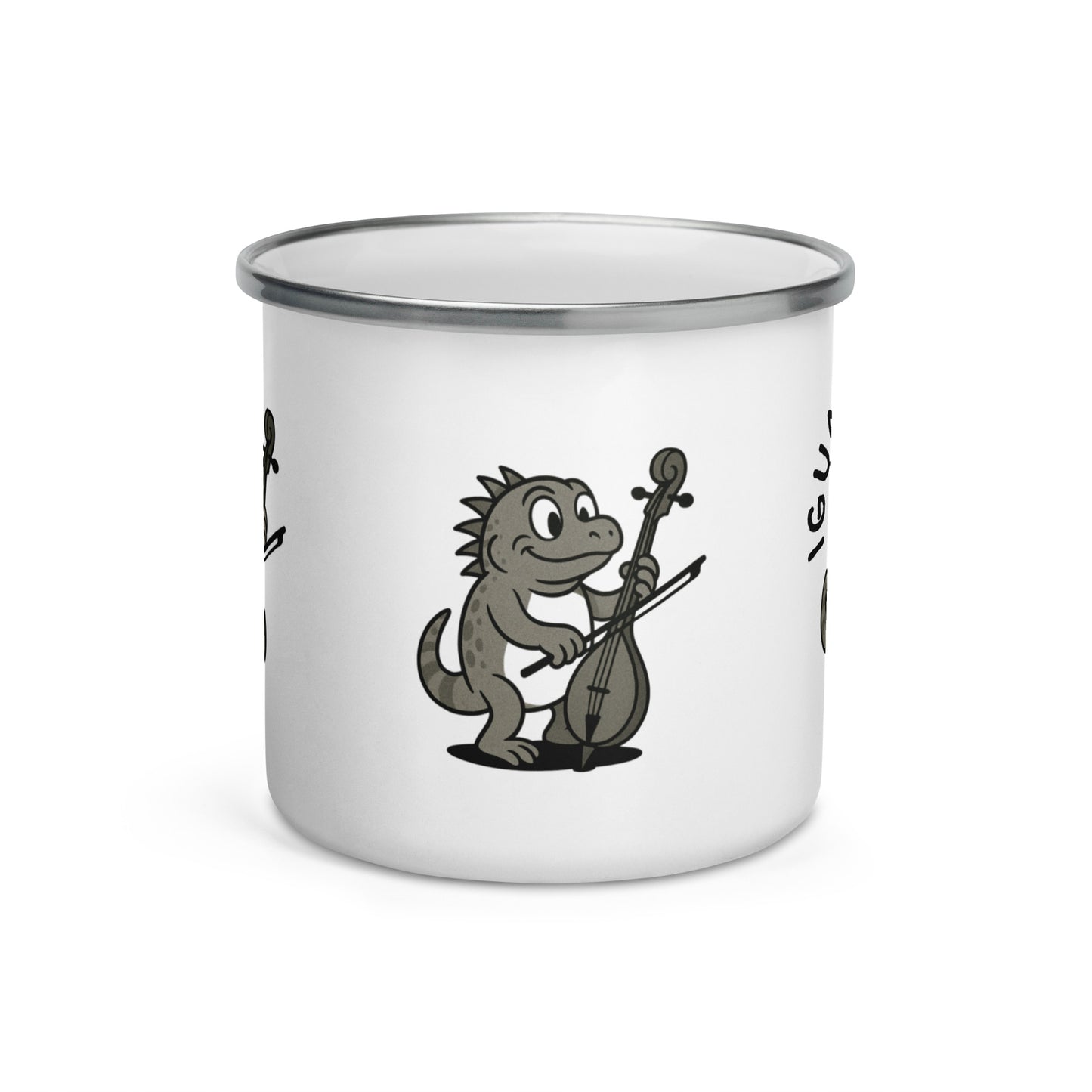 Iguana / Igil -- "Animals with Instruments" Enamel Mug, 12 oz