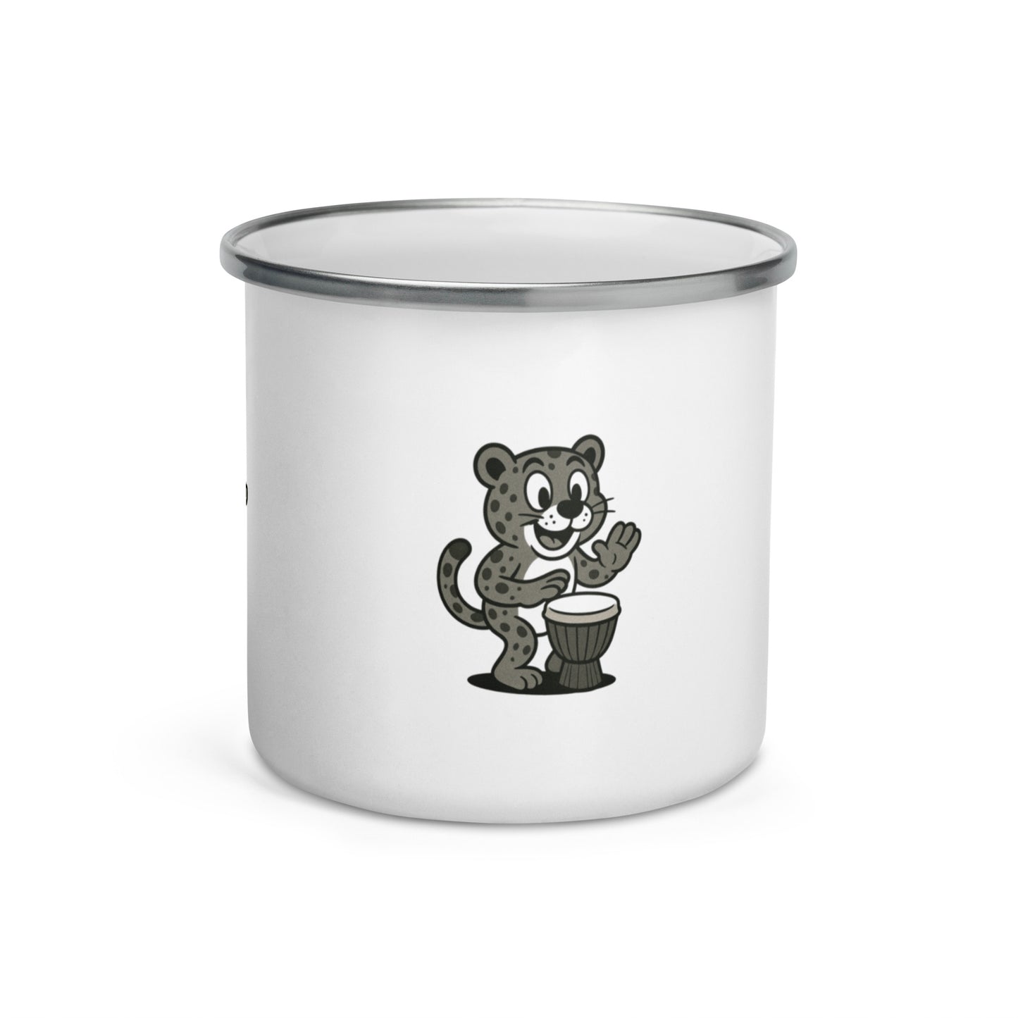 Jaguar / Jembe -- "Animals with Instruments" Enamel Mug, 12 oz
