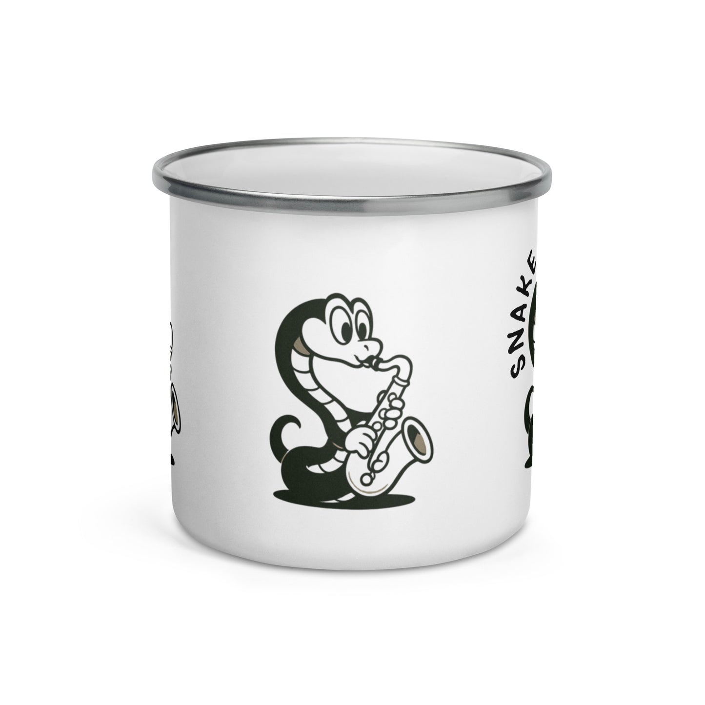 Snake / Saxophone -- "Animals with Instruments" Enamel Mug, 12 oz