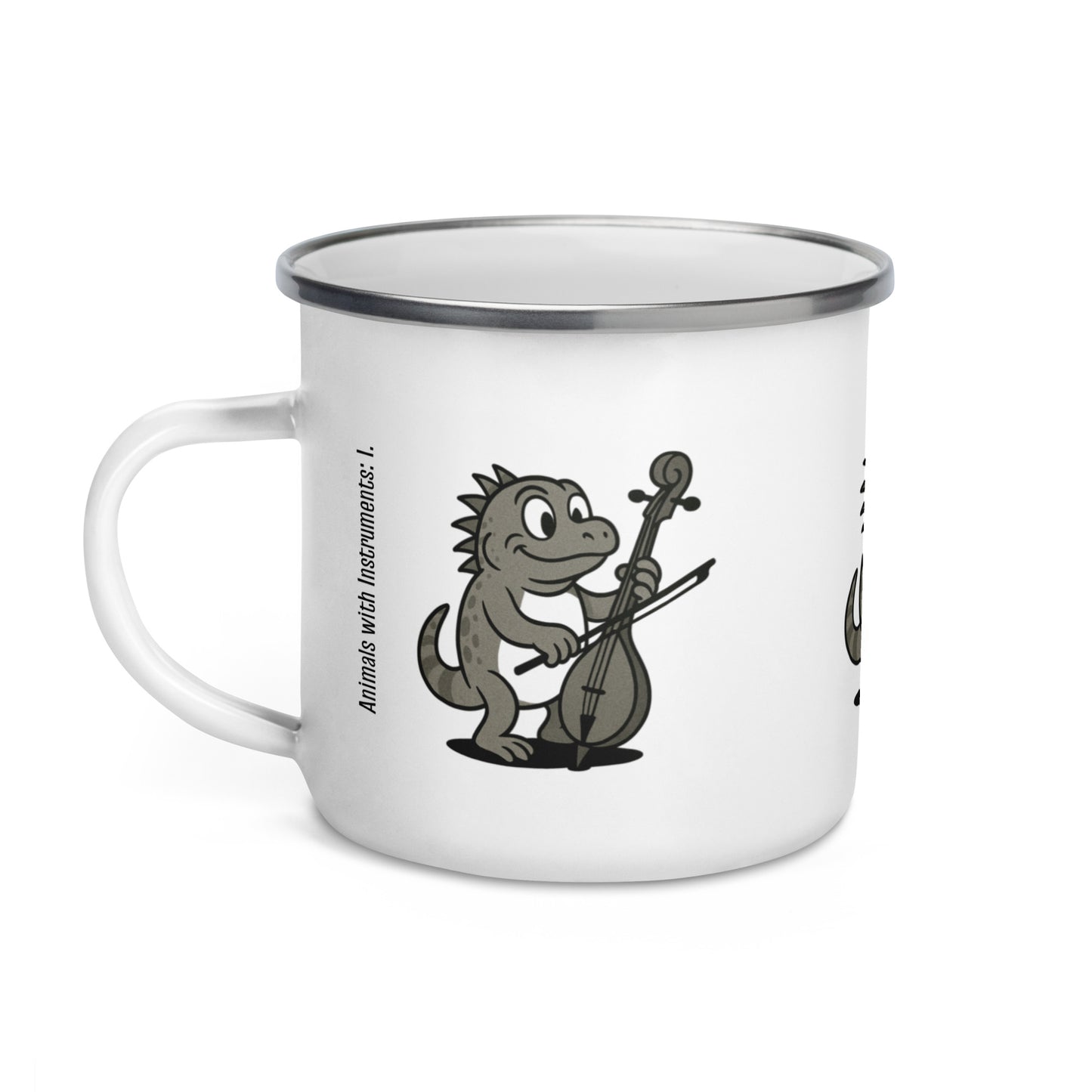 Iguana / Igil -- "Animals with Instruments" Enamel Mug, 12 oz