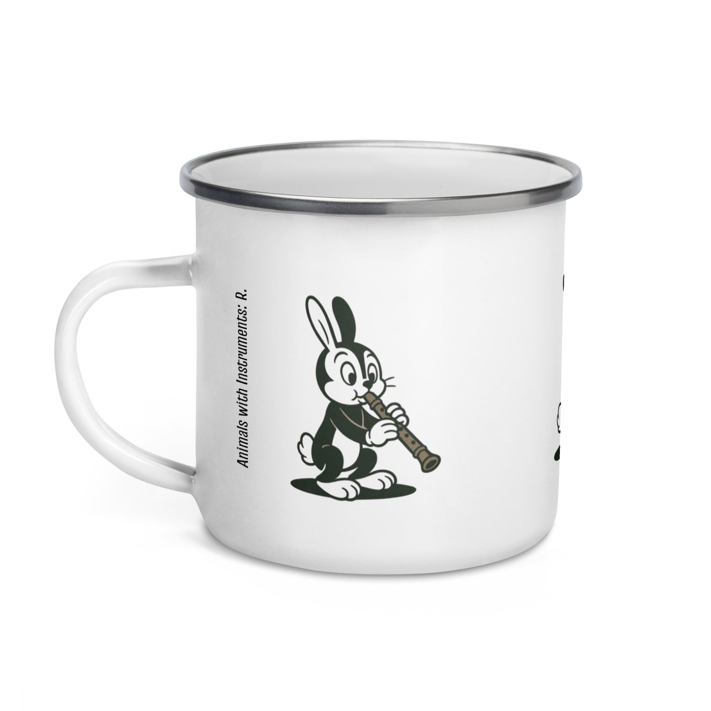 Rabbit / Recorder -- "Animals with Instruments" Enamel Mug, 12 oz