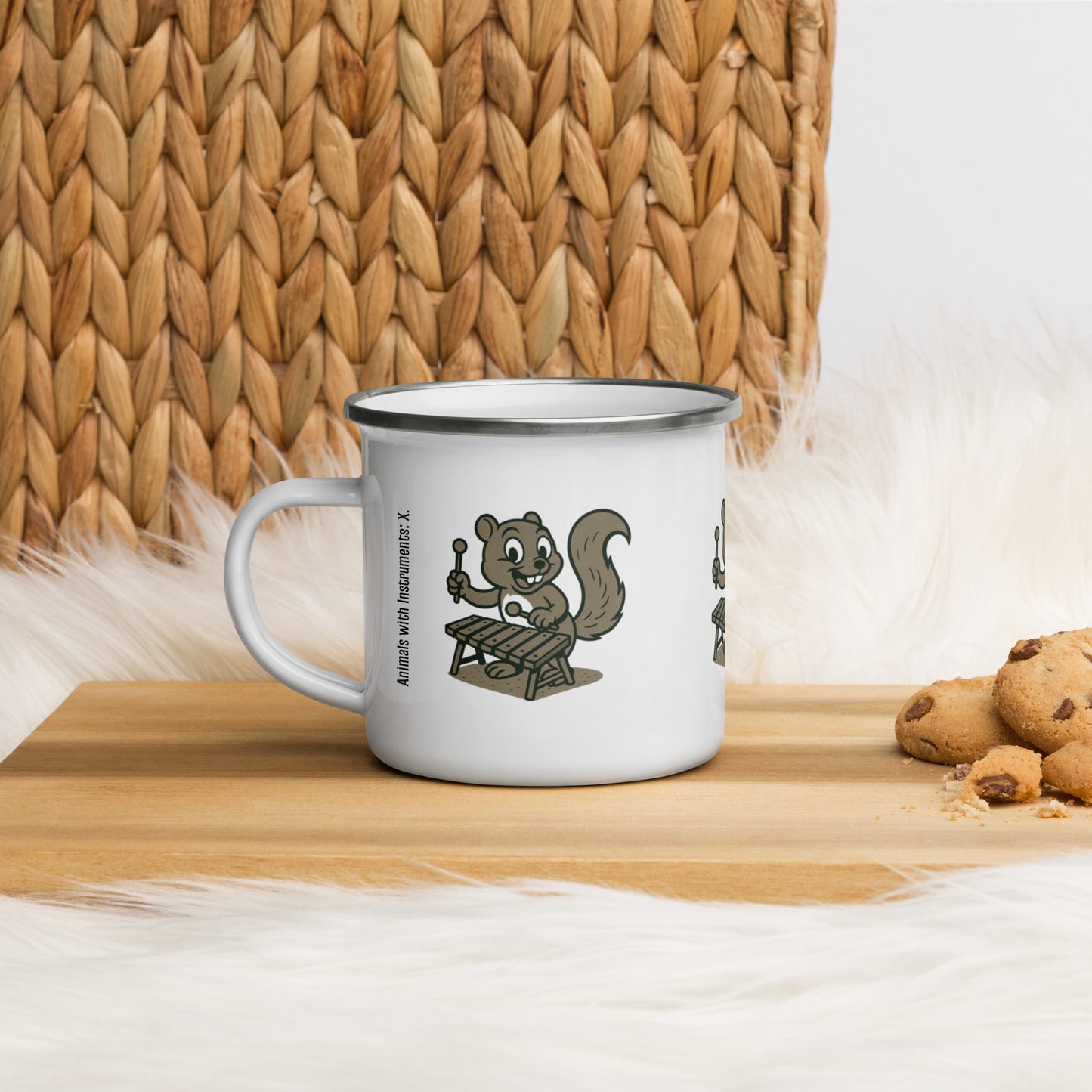 Xerus / Xylophone -- "Animals with Instruments" Enamel Mug, 12 oz