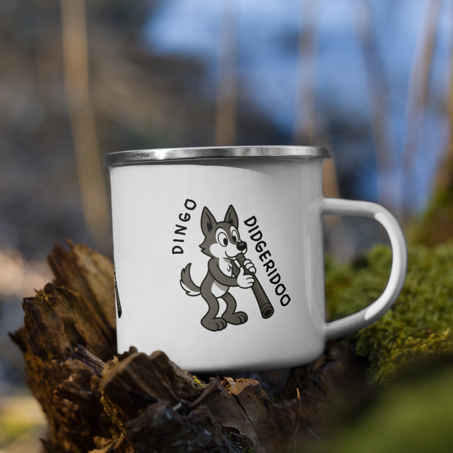 Dingo / Didgeridoo -- "Animals with Instruments" Enamel Mug, 12 oz