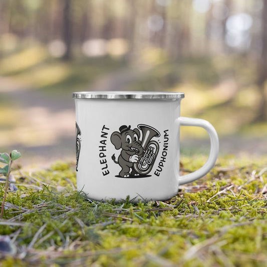 Elephant / Euphonium -- "Animals with Instruments" Enamel Mug, 12 oz