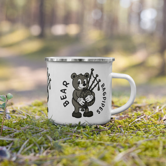 Bear / Bagpipes -- "Animals with Instruments" Enamel Mug, 12 oz