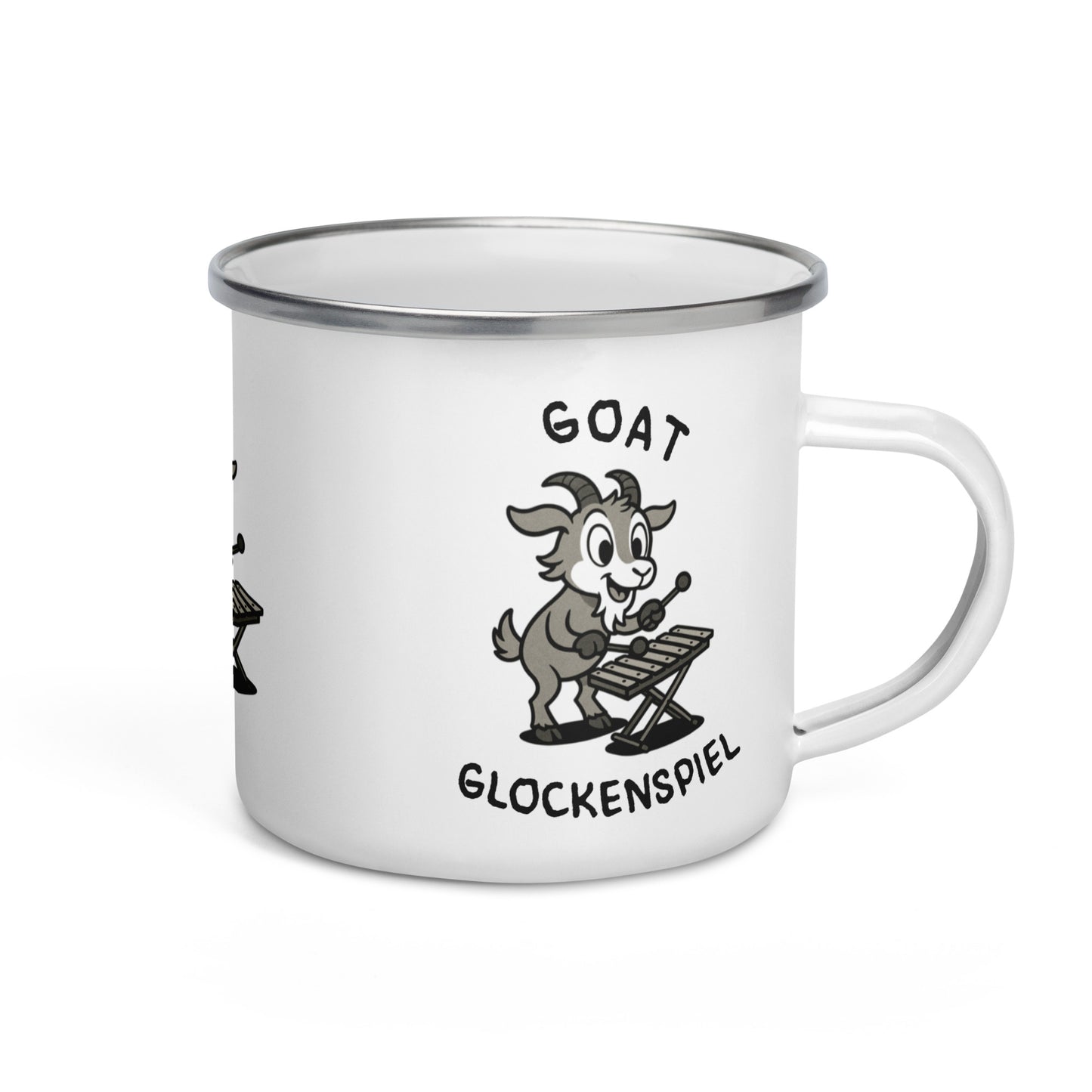 Goat / Glockenspiel -- "Animals with Instruments" Enamel Mug, 12 oz