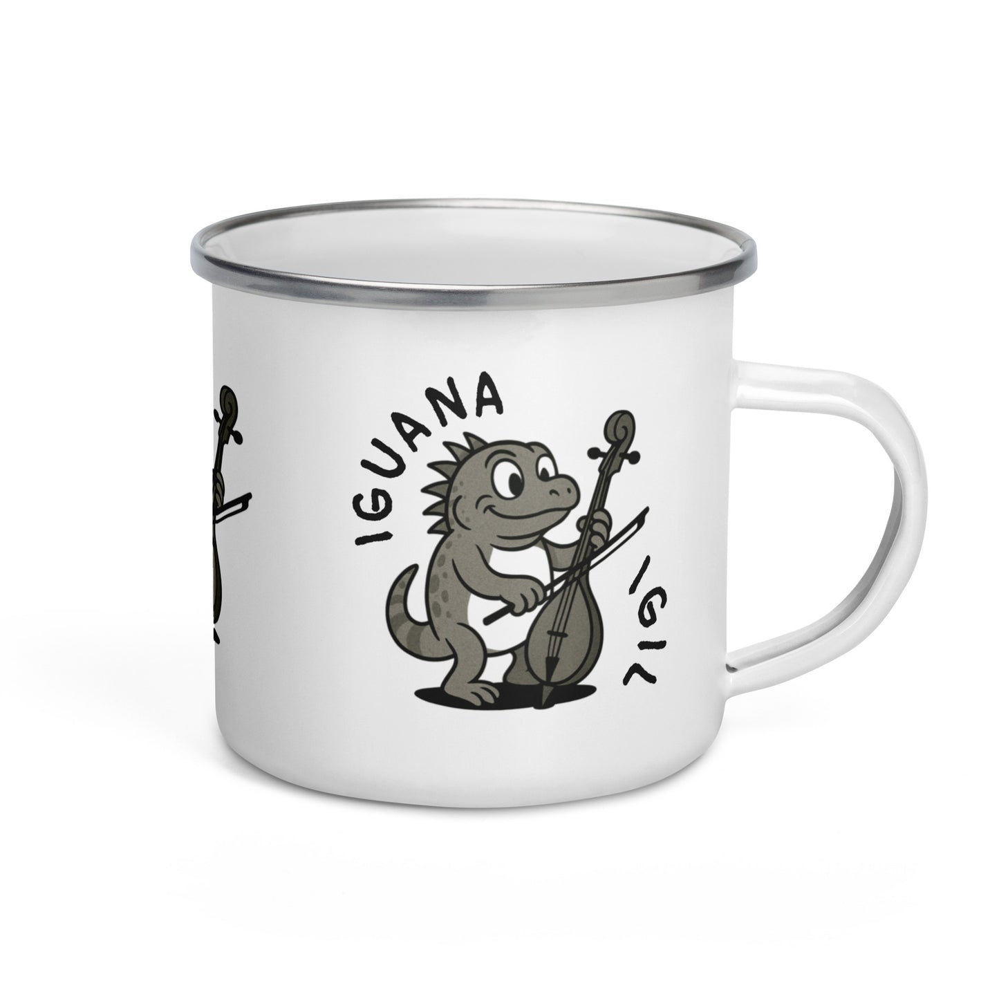 Iguana / Igil -- "Animals with Instruments" Enamel Mug, 12 oz