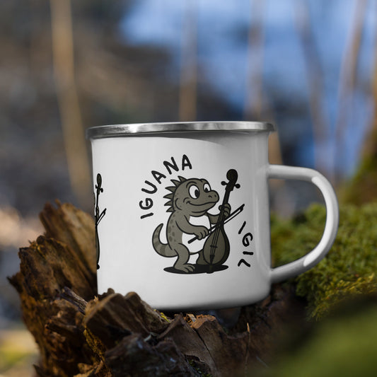 Iguana / Igil -- "Animals with Instruments" Enamel Mug, 12 oz