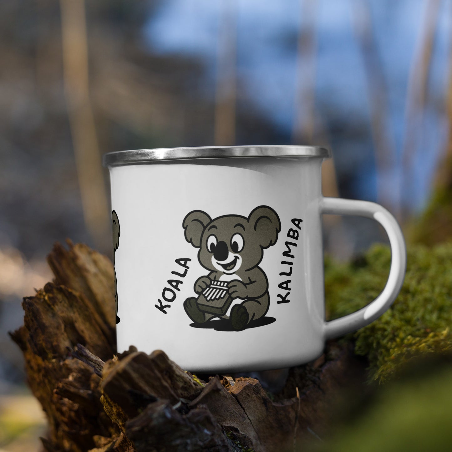 Koala / Kalimba -- "Animals with Instruments" Enamel Mug, 12 oz