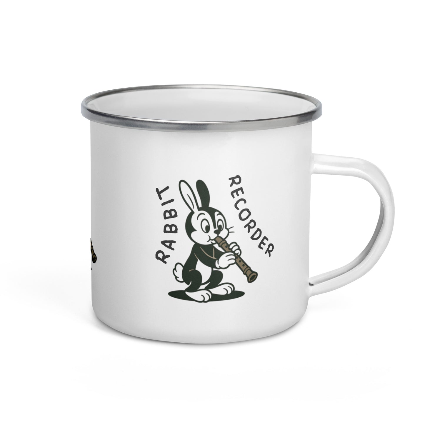 Rabbit / Recorder -- "Animals with Instruments" Enamel Mug, 12 oz