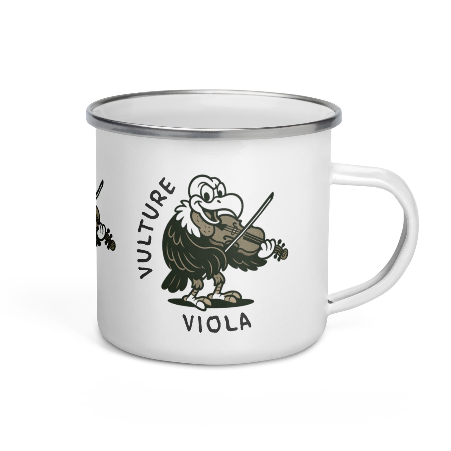 Vulture / Viola -- "Animals with Instruments" Enamel Mug, 12 oz