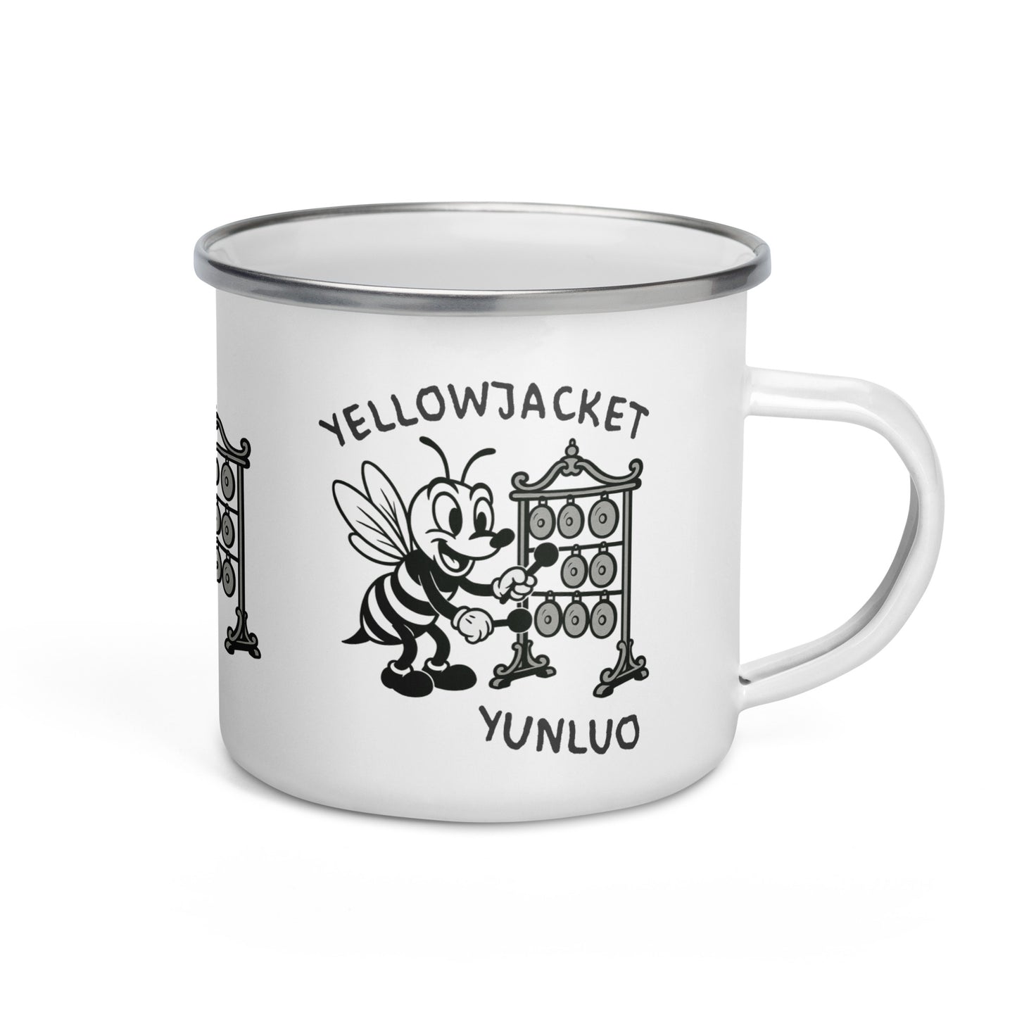 Yellowjacket / Yunluo -- "Animals with Instruments" Enamel Mug, 12 oz