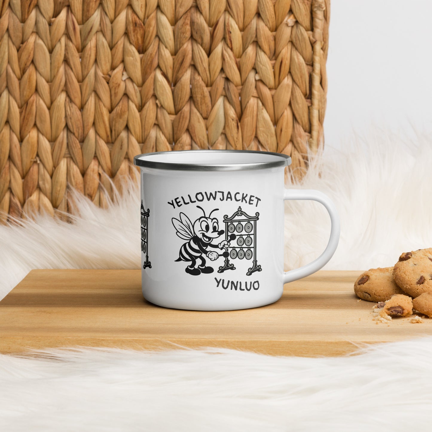 Yellowjacket / Yunluo -- "Animals with Instruments" Enamel Mug, 12 oz