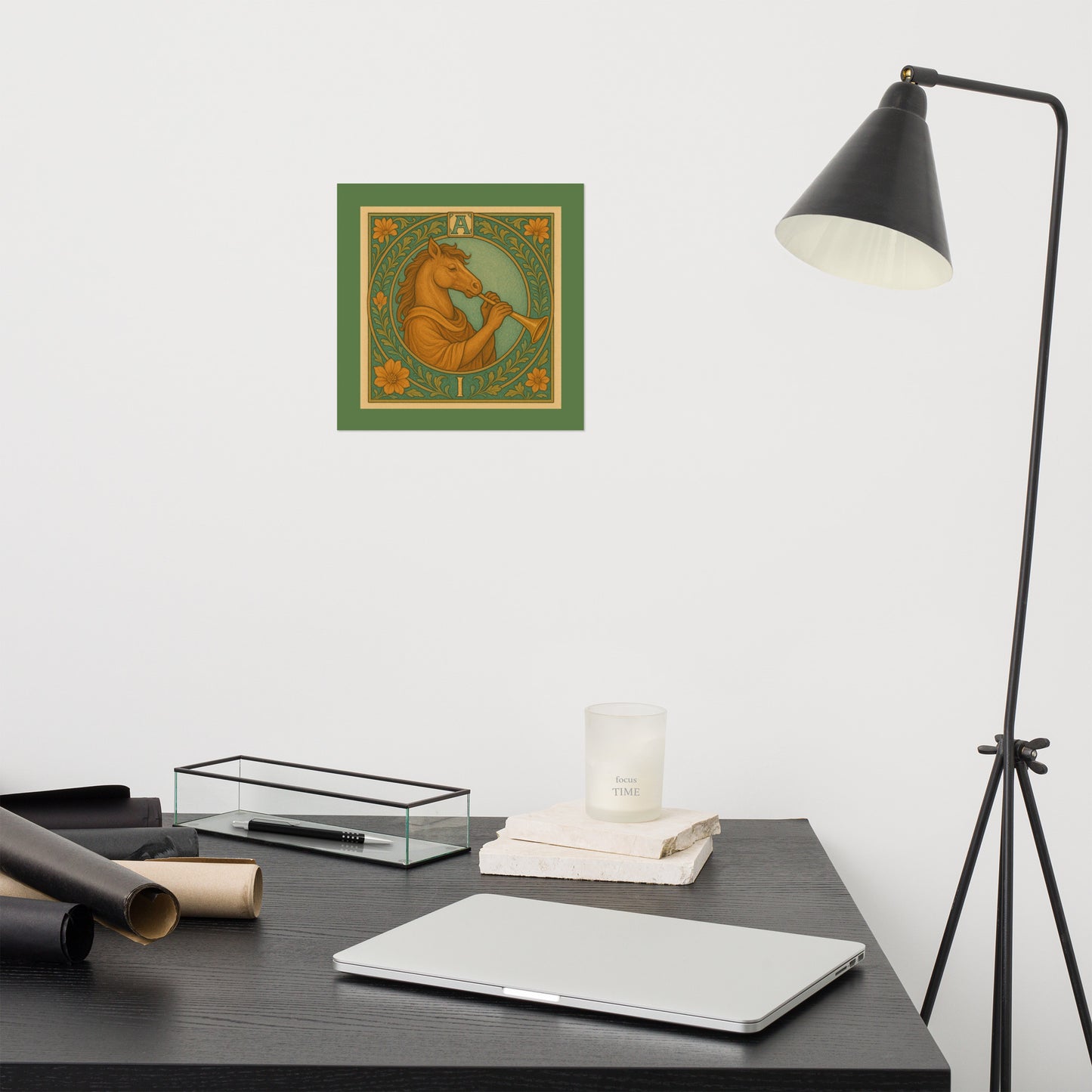 Mini-Poster with A. I. monogram, 10x10: "Heroic Horse"