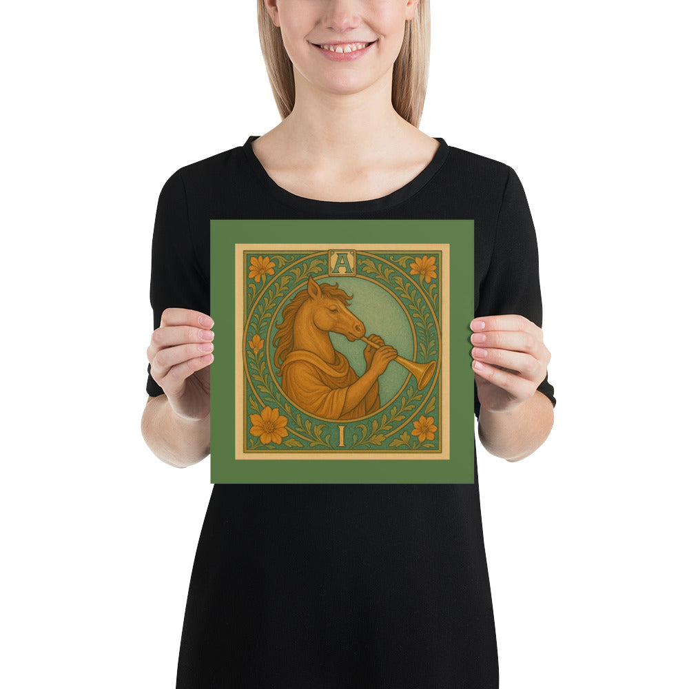Mini-Poster with A. I. monogram, 10x10: "Heroic Horse"