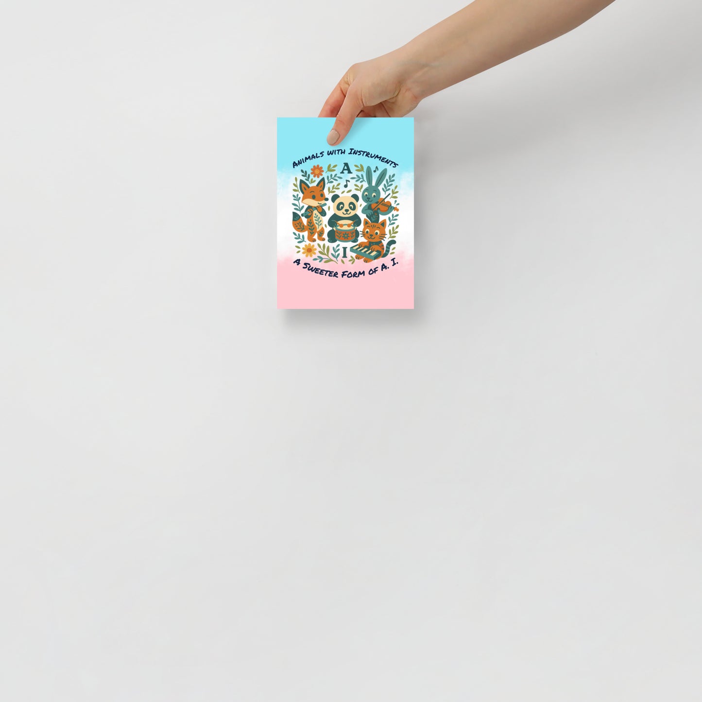 Tiny "Animals with Instruments" Motto Poster, 5x7