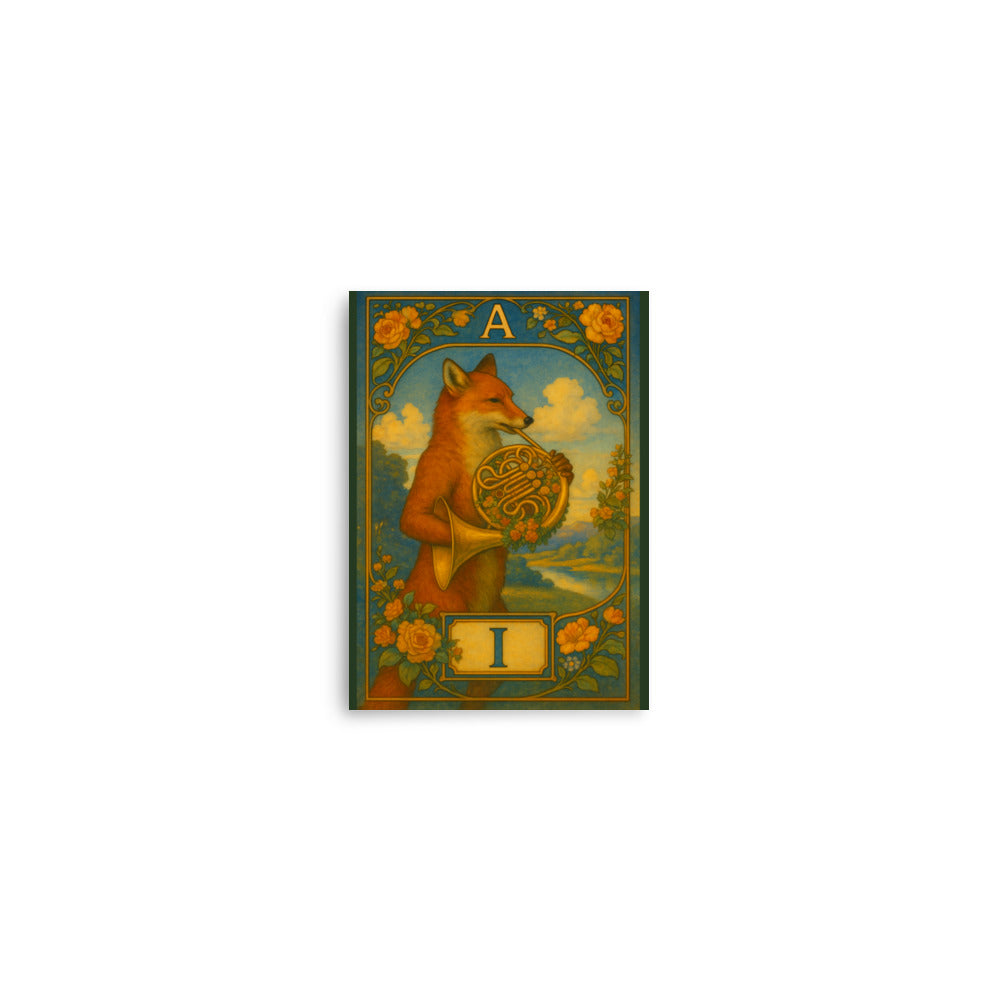 Mini-Poster with A. I. monogram, 5x7: "Fox with French Horn"