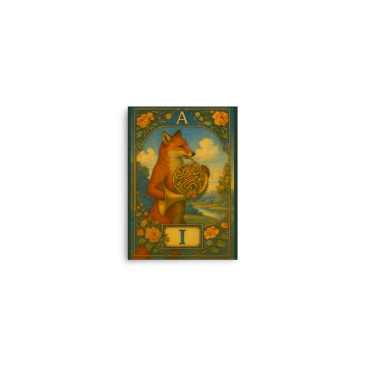 Mini-Poster with A. I. monogram, 5x7: "Fox with French Horn"
