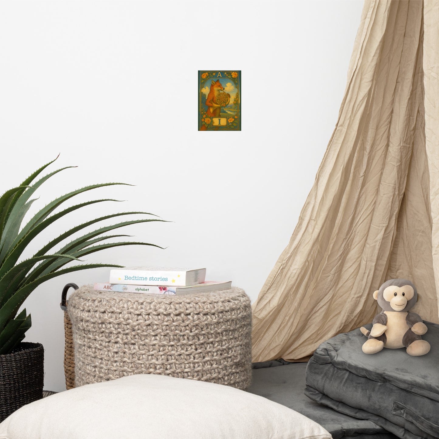 Mini-Poster with A. I. monogram, 5x7: "Fox with French Horn"