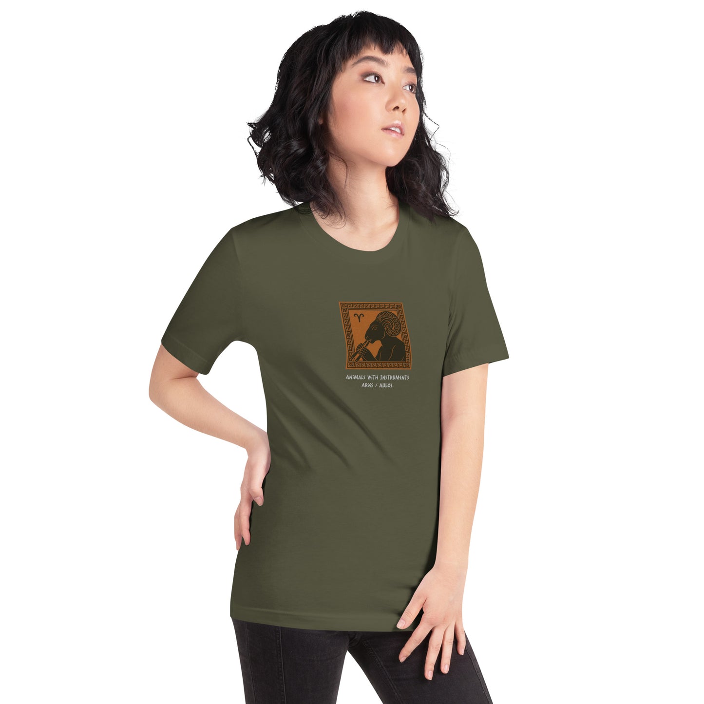 Aries / Aulos -- Astrological Animals with Instruments Unisex T-shirt