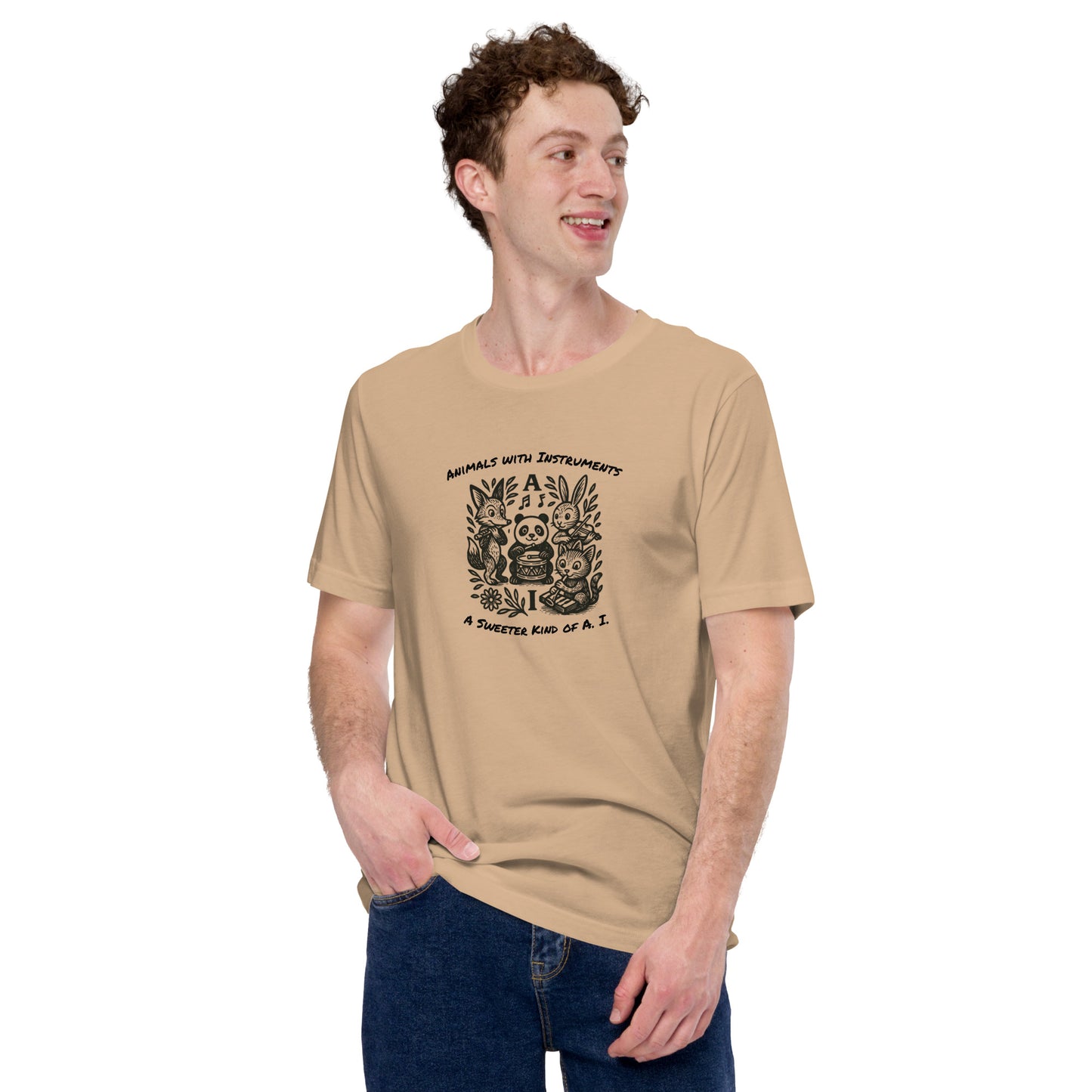 Animals with Instruments "A.I." Woodblock T-shirt