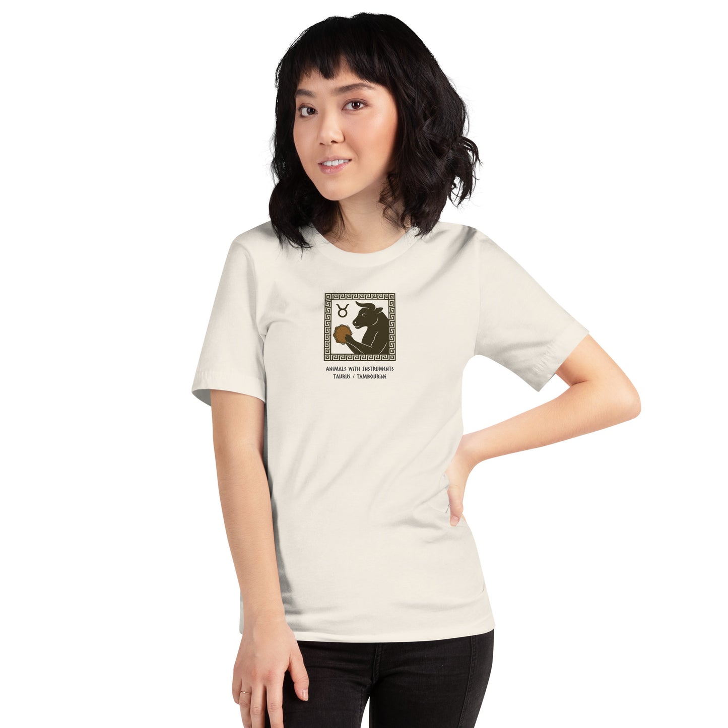 Taurus / Tambourine -- Astrological Animals with Instruments Unisex T-shirt