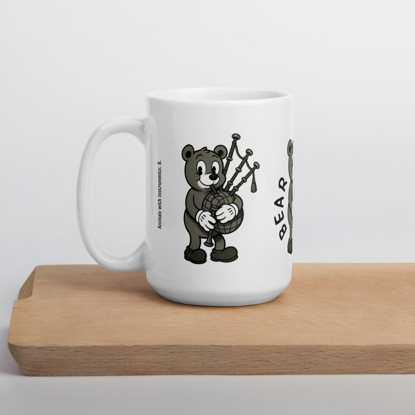 Bear / Bagpipes -- "Animals with Instruments" Ceramic Mug, 15 oz
