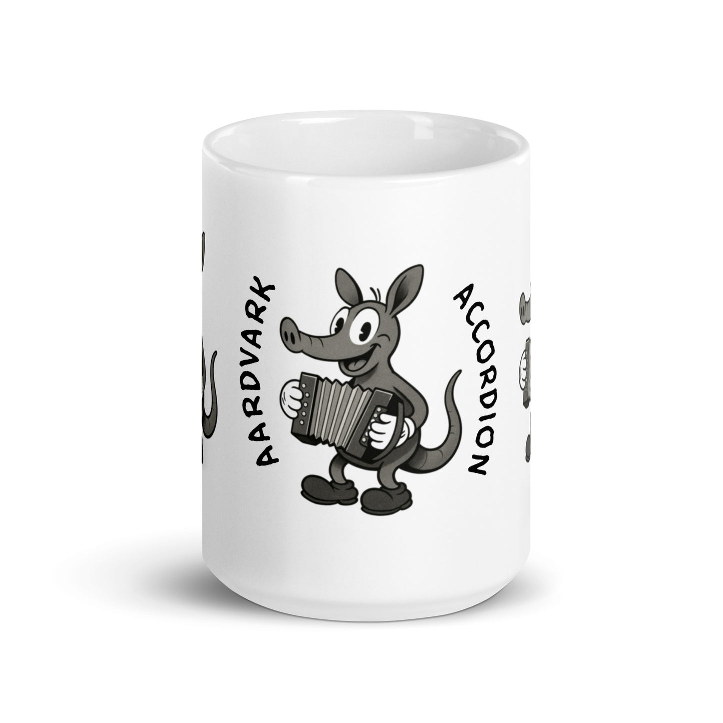 Aardvark / Accordion -- "Animals with Instruments" Ceramic Mug, 15 oz