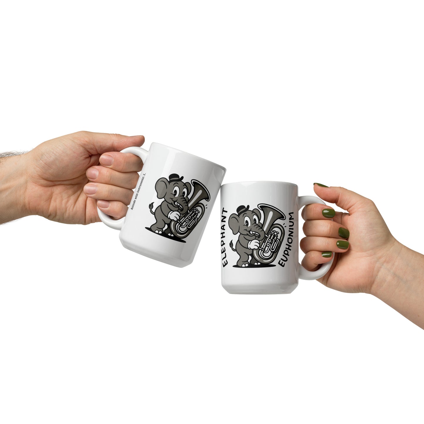 Elephant / Euphonium -- "Animals with Instruments" Ceramic Mug, 15 oz