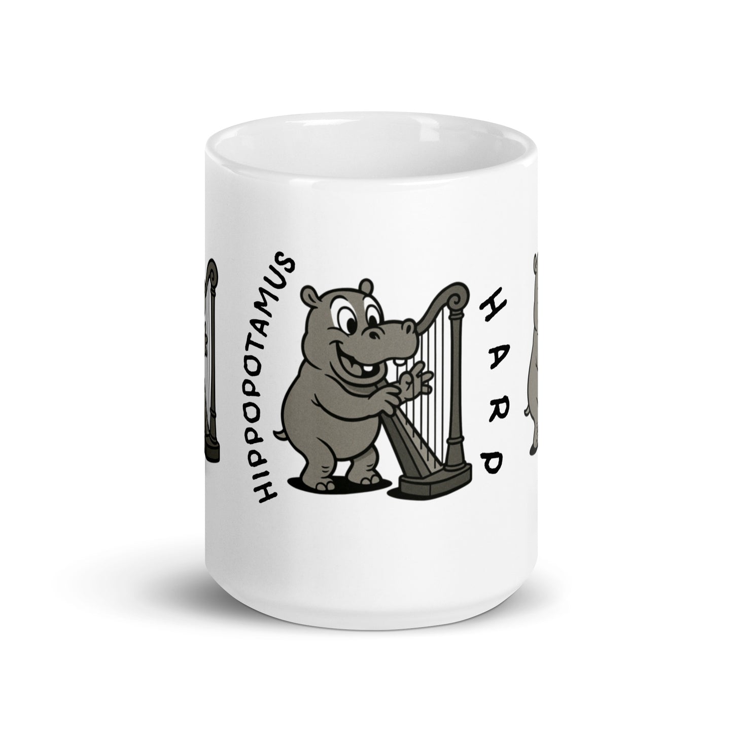 Hippopotamus / Harp -- "Animals with Instruments" Ceramic Mug, 15 oz