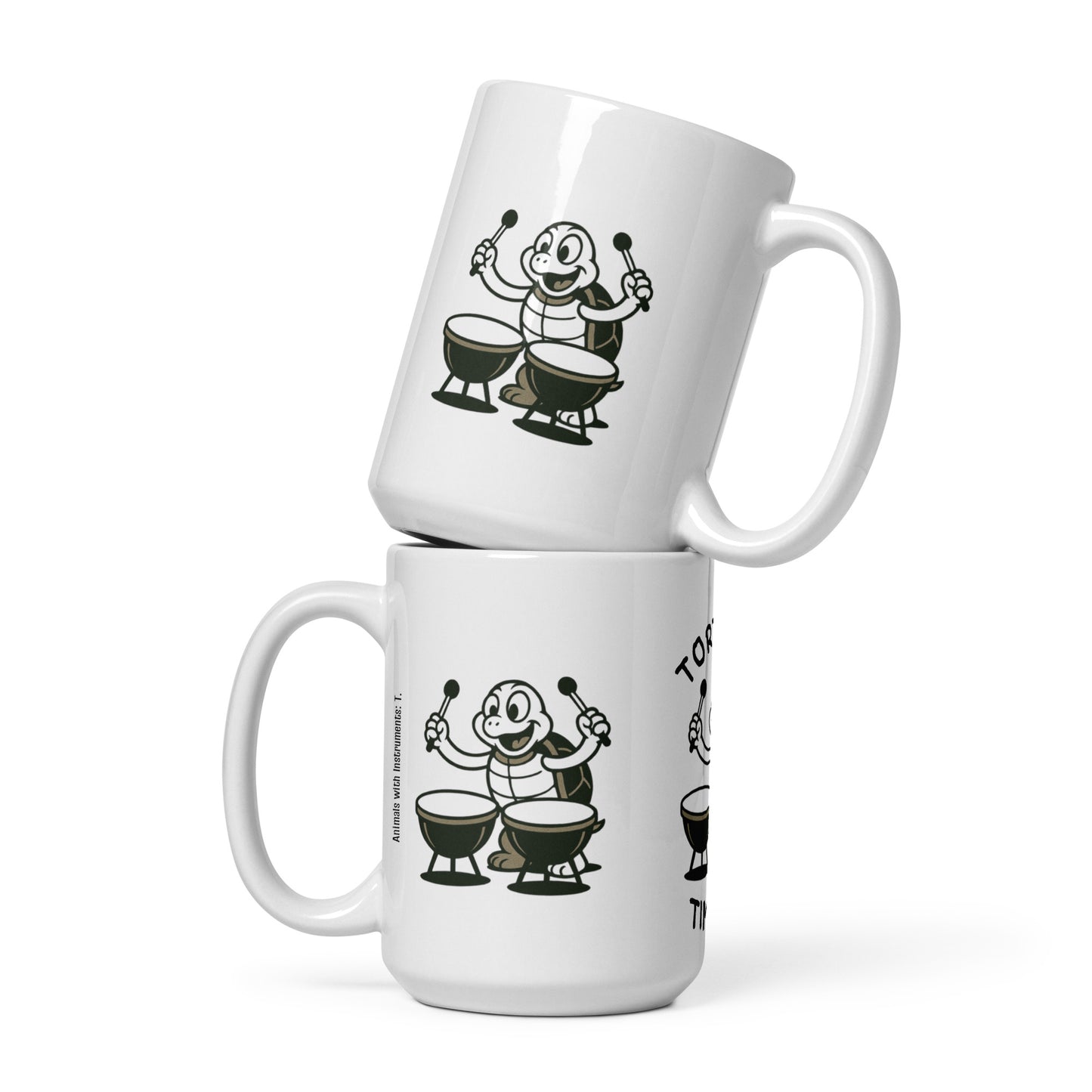 Tortoise / Timpani -- "Animals with Instruments" Ceramic Mug, 15 oz