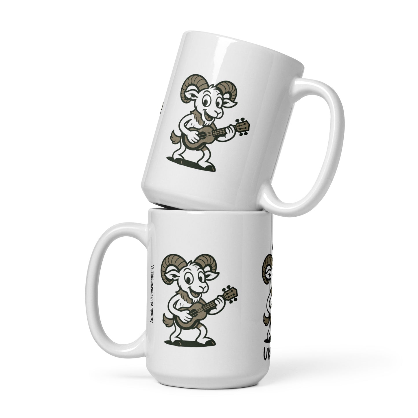 Urial / Ukulele -- "Animals with Instruments" Ceramic Mug, 15 oz