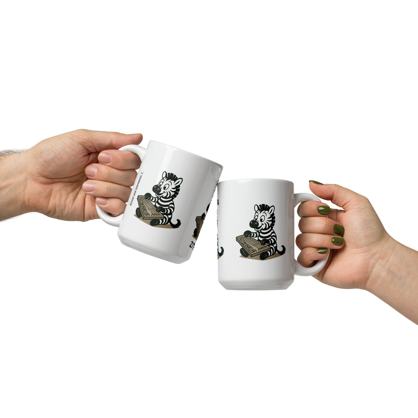 Zebra / Zither -- "Animals with Instruments" Ceramic Mug, 15 oz