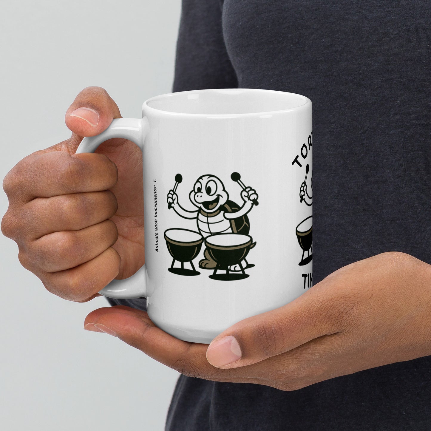 Tortoise / Timpani -- "Animals with Instruments" Ceramic Mug, 15 oz