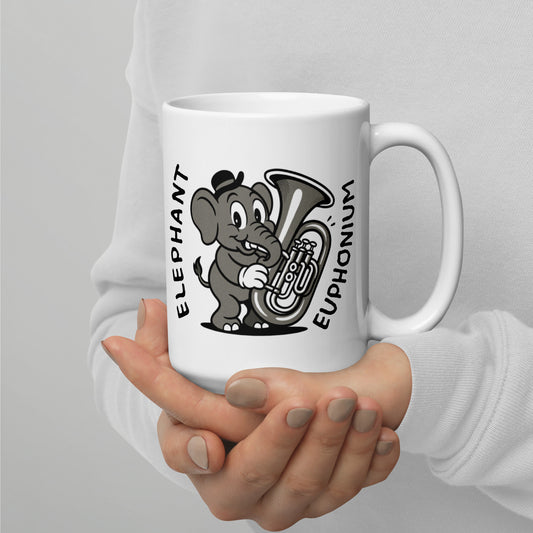 Elephant / Euphonium -- "Animals with Instruments" Ceramic Mug, 15 oz