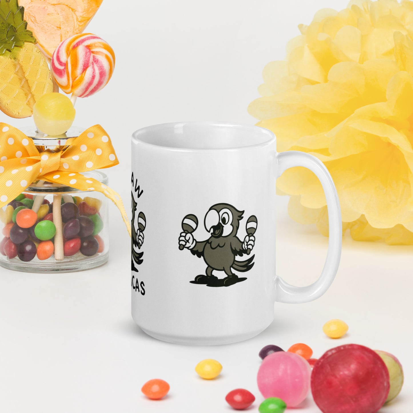 Macaw / Maracas -- "Animals with Instruments" Ceramic Mug, 15 oz