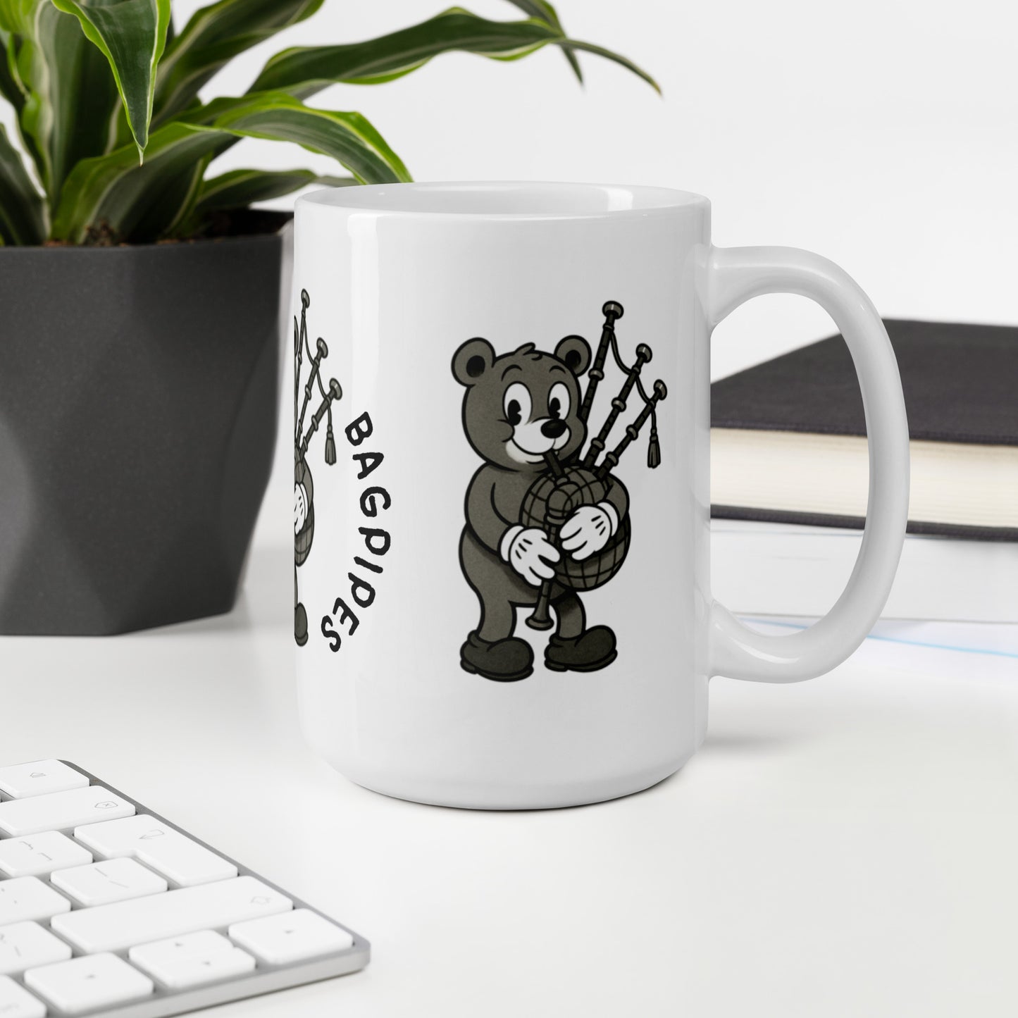 Bear / Bagpipes -- "Animals with Instruments" Ceramic Mug, 15 oz